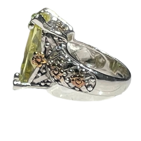 STERLING SILVER LIME GREEN FACETED STONE COCKTAIL RING SIZE 7 - Picture 10 of 16